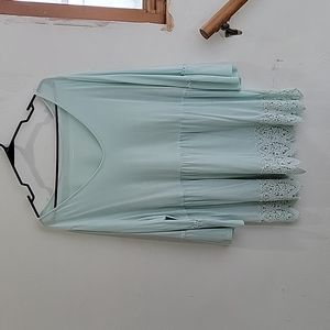 Sonoma light green top with empire waist and lace
